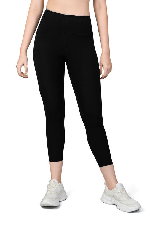 Super soft, lightweight cropped length capri black for gym, workout and running 