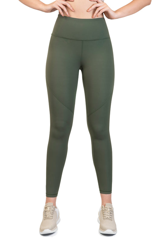 Four way stretch, sweat wicking leggings olive for gym, workouts, gym and leisure