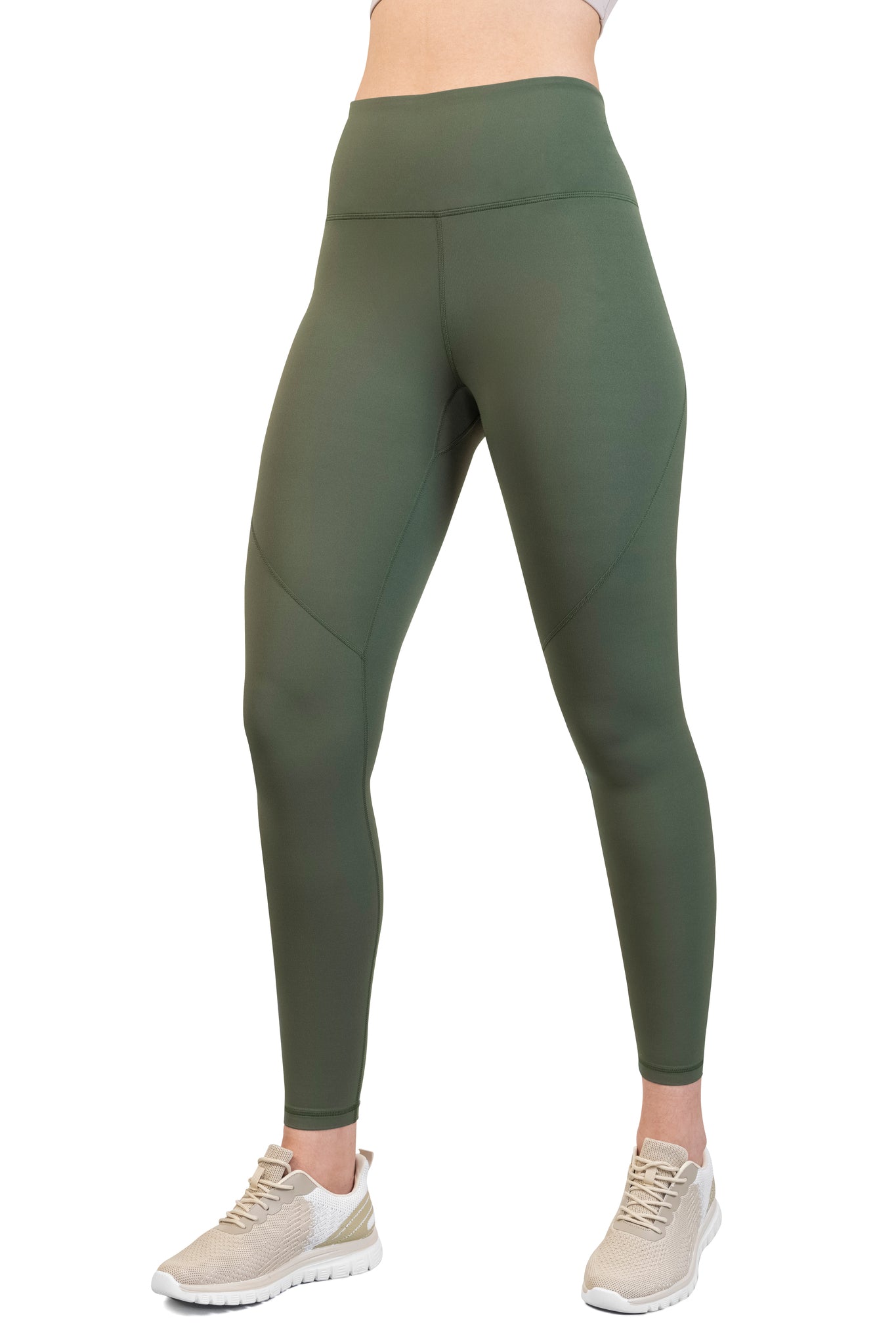 Four way stretch, sweat wicking leggings olive for gym, workouts, gym and leisure