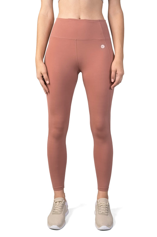 High Waist V shaped, sweat wicking leggings light mahogany for gym, workouts, gym and leisure