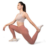 High Waist V shaped, sweat wicking leggings light mahogany for gym, workouts, gym and leisure