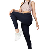 High Waist V shaped, sweat wicking leggings navy for gym, workouts, gym and leisure