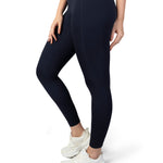 High Waist V shaped, sweat wicking leggings navy for gym, workouts, gym and leisure