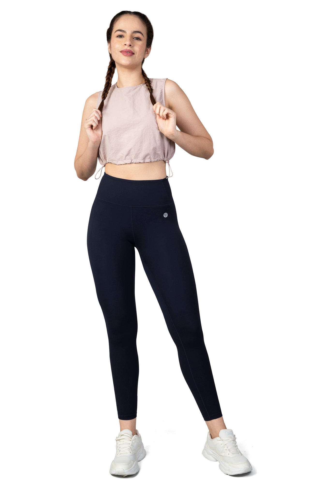 High Waist V shaped, sweat wicking leggings navy for gym, workouts, gym and leisure