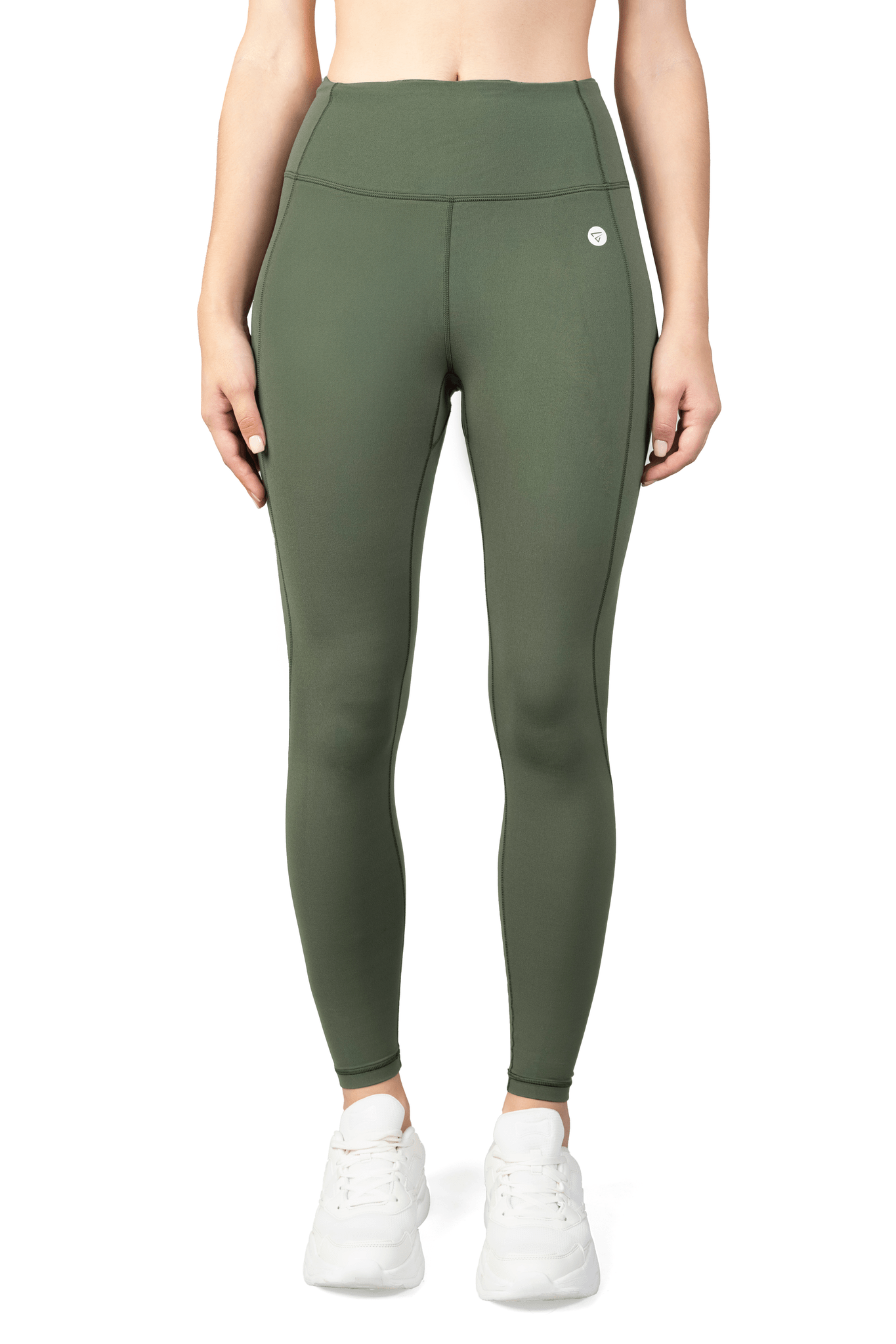 High Waist V shaped, sweat wicking leggings olive for gym, workouts, gym and leisure