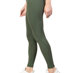 High Waist V shaped, sweat wicking leggings olive for gym, workouts, gym and leisure