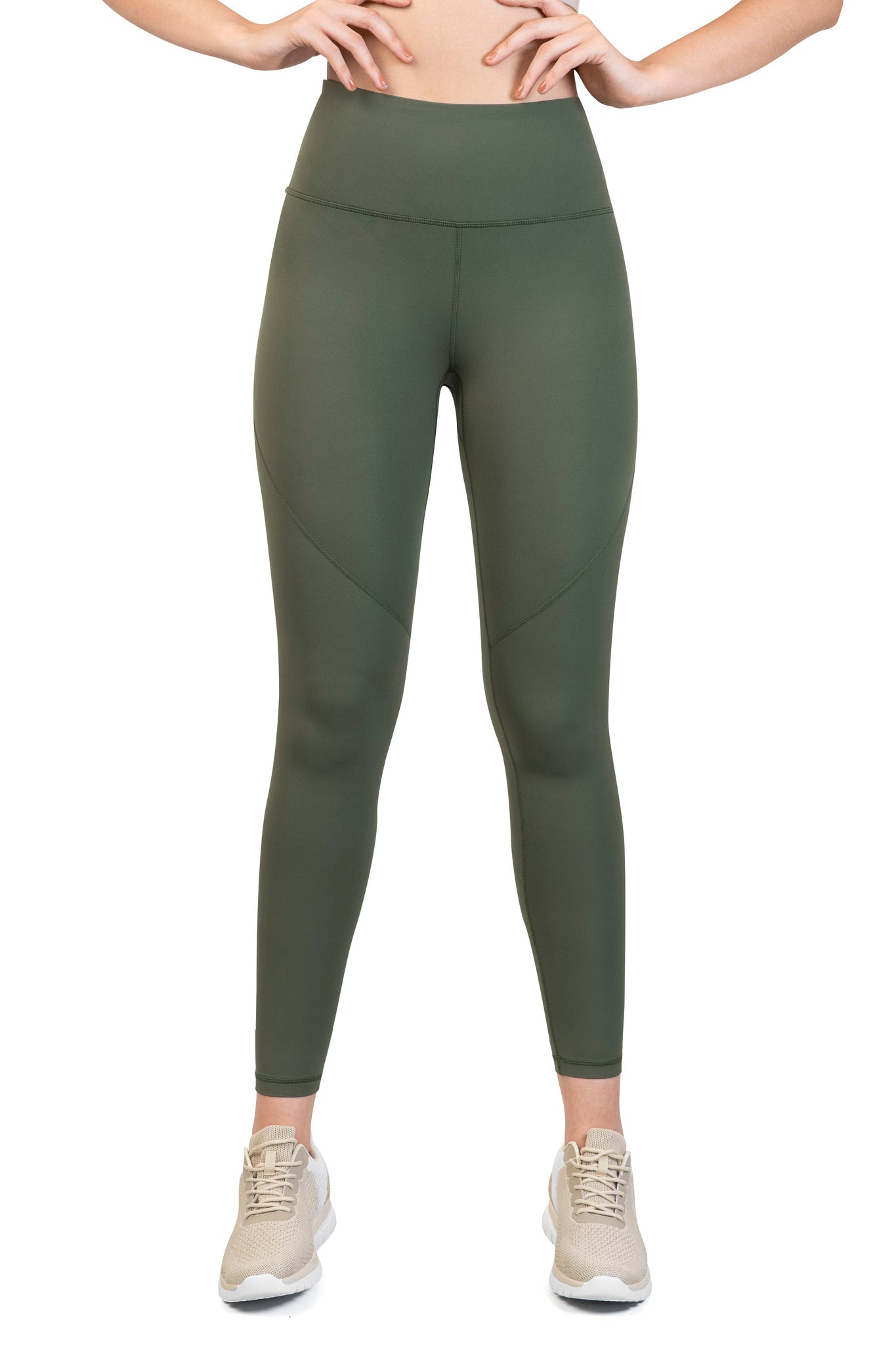 High Waist V shaped, sweat wicking leggings olive for gym, workouts, gym and leisure